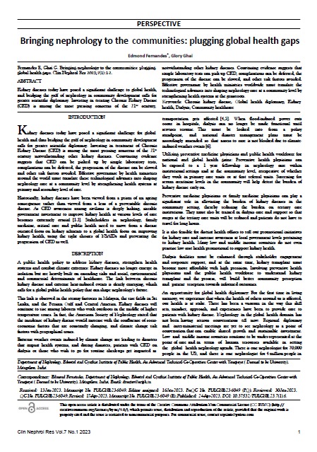 Bringing nephrology to the communities͗ plugging global health gaps