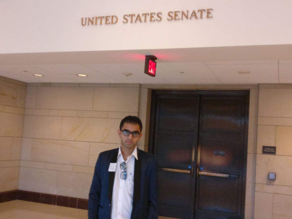 Dr Edmond Fernandes after interactions at the US Senate, Capitol Hill